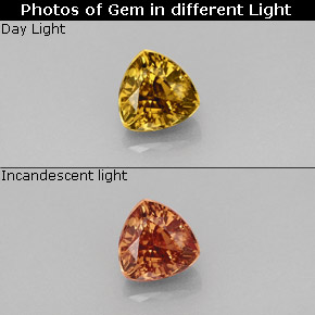 Granada de mudança de cor multicolorido natural 0,88ct, trillion, VS