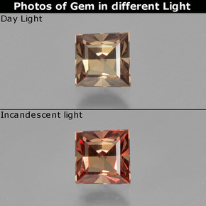 Granada de mudança de cor multicolorido natural 0,72ct, quadrado, VS