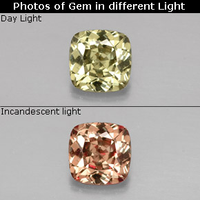 Granada de mudança de cor multicolorido natural 0,71ct, almofada cortada, VS