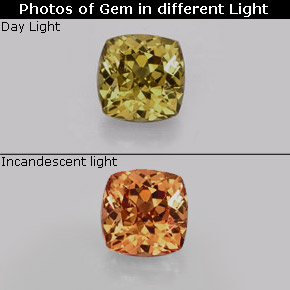 Granada de mudança de cor multicolorido natural 0,83ct, almofada cortada, VS