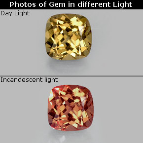Granada de mudança de cor multicolorido natural 0,83ct, almofada cortada, VVS-VS