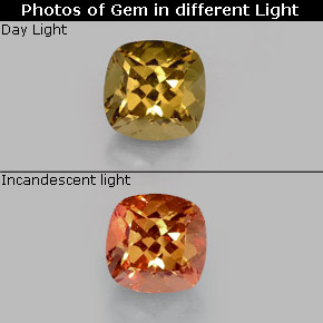 Granada de mudança de cor multicolorido natural 0,83ct, almofada cortada, VS