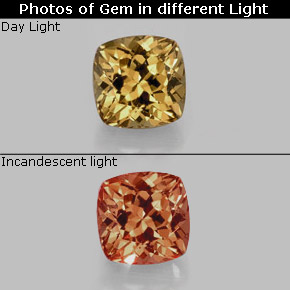 Granada de mudança de cor multicolorido natural 0,90ct, almofada cortada, VVS-VS