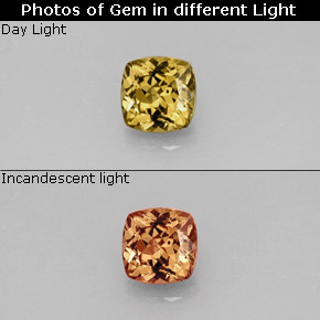 Granada de mudança de cor multicolorido natural 0,83ct, almofada cortada, VS