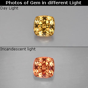 Granada de mudança de cor multicolorido natural 0,81ct, almofada cortada, VS