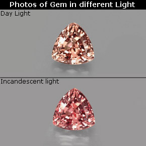 Granada de mudança de cor multicolorido natural 0,88ct, trillion, VS