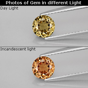 Granada de mudança de cor multicolorido natural 0,92ct, corte redondo, VVS-VS