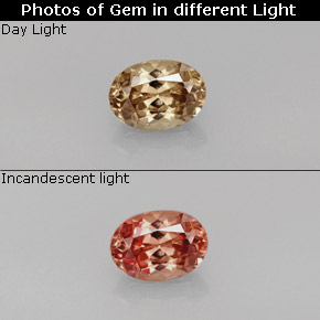 Granada de mudança de cor multicolorido natural 1,17ct, corte oval, VVS-VS