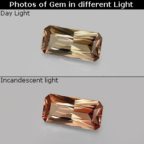 Granada de mudança de cor multicolorido natural 1,28ct, corte esmeralda, VVS-VS