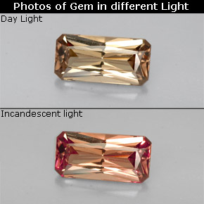 Granada que muda de cor Marrom Dourado a Laranja Natural 1.44ct, Corte Esmeralda, VS