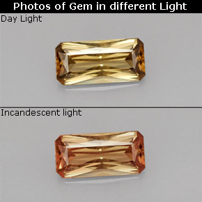 Granada de mudança de cor multicolorido natural 1,21ct, corte esmeralda, VS