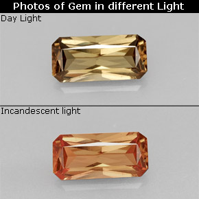 Granada de mudança de cor multicolorido natural 1,28ct, corte esmeralda, VS