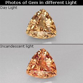 Granada de mudança de cor multicolorido natural 0,86ct, trillion, VS