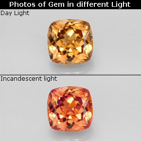 Granada de mudança de cor multicolorido natural 1,36ct, almofada cortada, VS