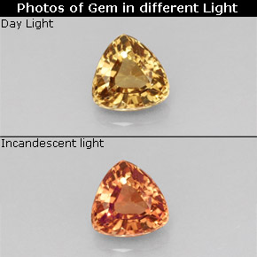 Granada de mudança de cor multicolorido natural 0,89ct, trillion, VS
