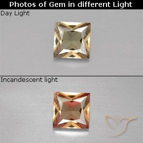 0.51ct Natural Marrom dourado Granada que muda de cor, Quadrado, VVS-VS