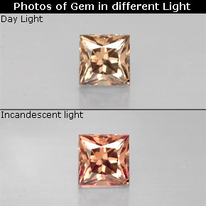 Granada de mudança de cor multicolorido natural 0,63ct, quadrado, VS