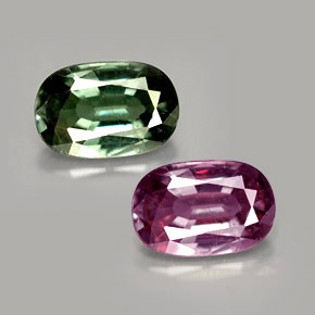 Granada que muda de cor verde para vermelho Natural 1.08ct, Corte Oval, VS