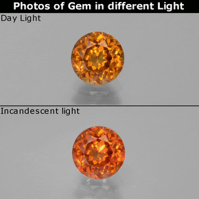 Granada de mudança de cor  natural 0,86ct, corte redondo, VVS-VS