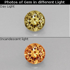 Granada de mudança de cor multicolorido natural 0,96ct, corte redondo, VS