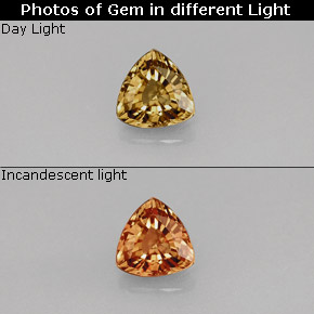 Granada de mudança de cor multicolorido natural 0,68ct, trillion, VVS-VS