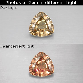 Granada de mudança de cor multicolorido natural 0,62ct, trillion, VS