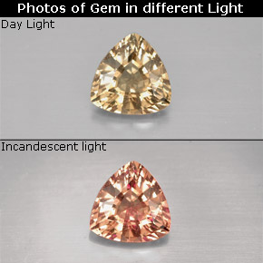 Granada de mudança de cor multicolorido natural 0,74ct, trillion, VVS-VS