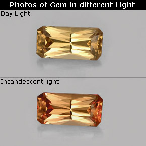Granada de mudança de cor multicolorido natural 0,68ct, corte esmeralda, VVS-VS
