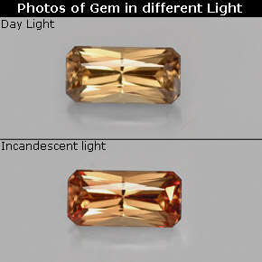 Granada que muda de cor Marrom Dourado a Laranja Natural 0.80ct, Corte Esmeralda, VVS-VS