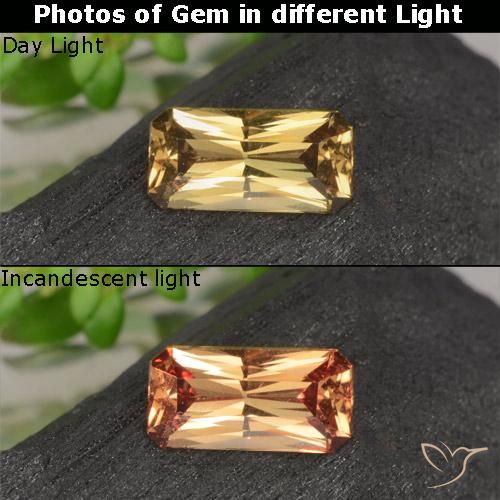 0.69ct Natural Marrom dourado Granada que muda de cor, Corte Esmeralda, VS