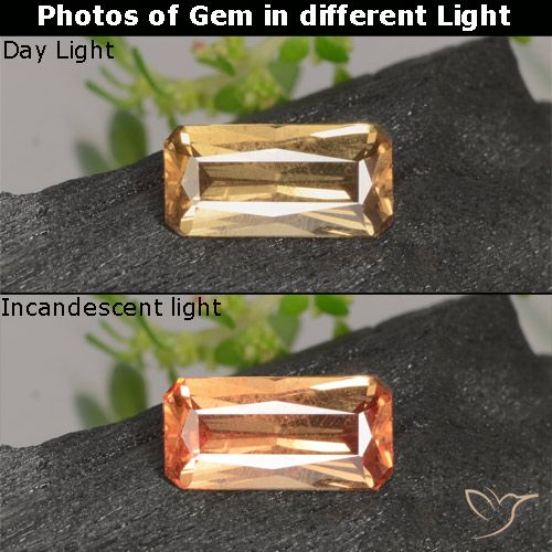 0.63ct Natural Marrom dourado Granada que muda de cor, Corte Esmeralda, VS