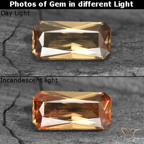 0.73ct Natural Marrom dourado Granada que muda de cor, Corte Esmeralda, VS