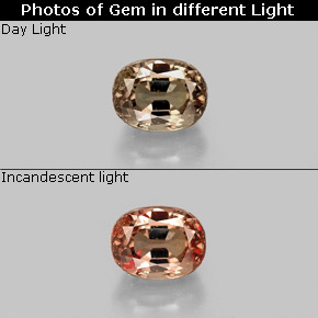 Granada de mudança de cor multicolorido natural 1,12ct, corte oval, VS