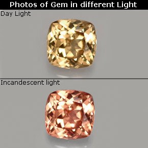 Granada de mudança de cor multicolorido natural 0,76ct, almofada cortada, VVS-VS