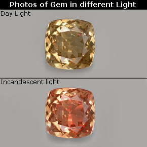 Granada de mudança de cor multicolorido natural 0,58ct, almofada cortada, VS