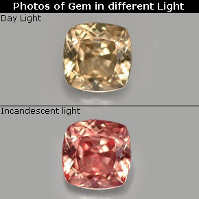 Granada de mudança de cor multicolorido natural 0,60ct, almofada cortada, VS