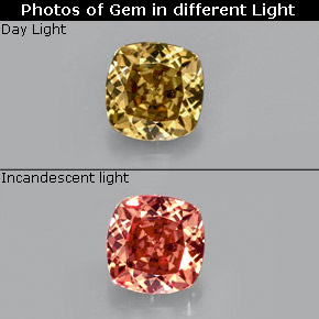 Granada de mudança de cor multicolorido natural 0,70ct, almofada cortada, VS