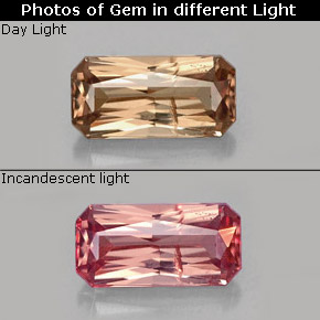 Granada de mudança de cor multicolorido natural 0,75ct, corte esmeralda, SI