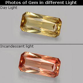 Granada de mudança de cor multicolorido natural 0,74ct, corte esmeralda, VVS-VS