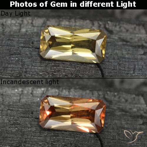 0.70ct Natural ouro escuro Granada que muda de cor, Corte Esmeralda, VVS-VS