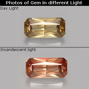 Granada de mudança de cor mudança de cor natural 0,73ct, corte esmeralda, VVS-VS