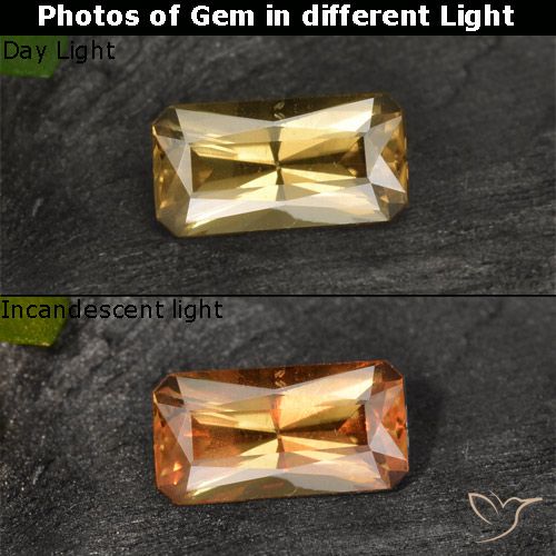 0.81ct Natural Marrom dourado Granada que muda de cor, Corte Esmeralda, VS