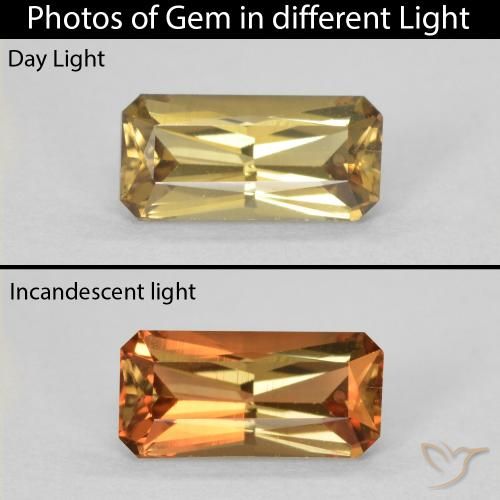 0.73ct Natural Marrom dourado Granada que muda de cor, Corte Esmeralda, VVS