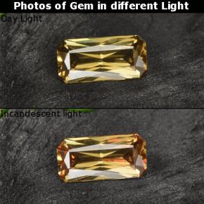 Granada que muda de cor Marrom dourado Natural 0.57ct, Corte Esmeralda, VVS