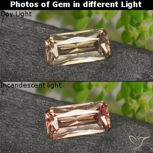 0.61ct Natural Marrom dourado Granada que muda de cor, Corte Esmeralda, VVS-VS