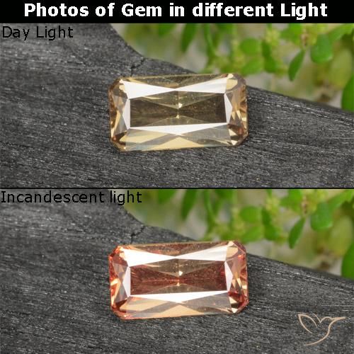 0.70ct Natural Marrom dourado Granada que muda de cor, Corte Esmeralda, VVS-VS