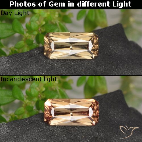 0.62ct Natural Marrom dourado Granada que muda de cor, Corte Esmeralda, VVS-VS