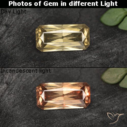 0.74ct Natural Marrom dourado Granada que muda de cor, Corte Esmeralda, VVS-VS