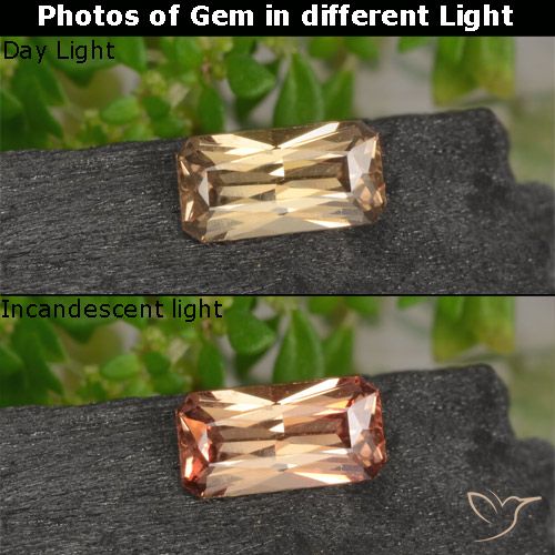 0.69ct Natural Marrom dourado Granada que muda de cor, Corte Esmeralda, VVS-VS