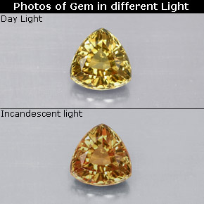 Granada que muda de cor Marrom Dourado a Laranja Natural 1.12ct, Trilhão, VVS-VS